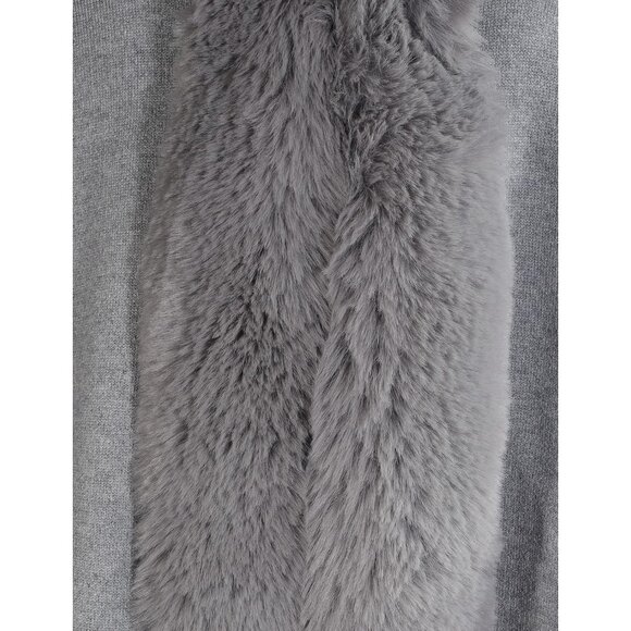 🆕 Women Grey Winter Faux Fur Shawl Stole Warm Wrap Cape knitted Acrylic Elegant - Picture 5 of 6